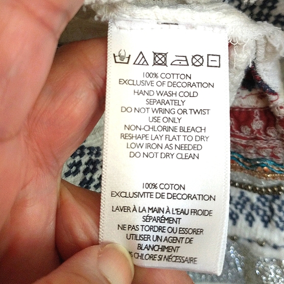 Great Used Condition Ecote Boho Cotton Low Cut-Out Back Embellished Tank Top Lg. - Picture 6 of 10